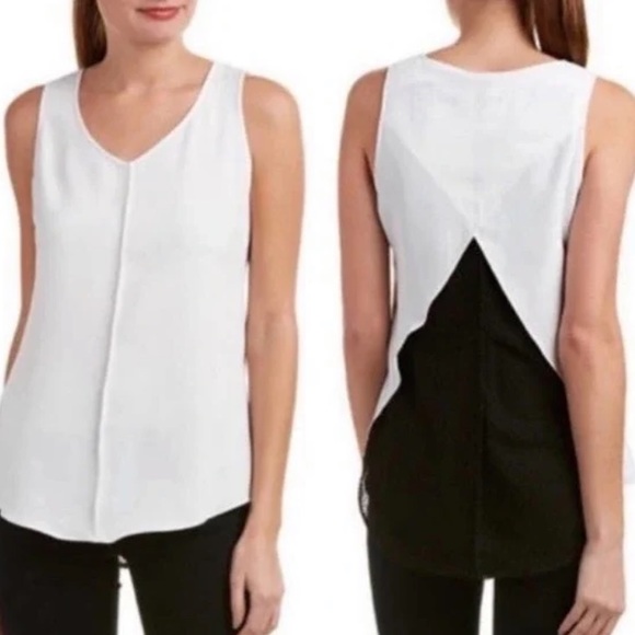 CAbi Tops - CABI Black & White Domino Mesh Layered Sleeveless Top- SIZE Large. Like New